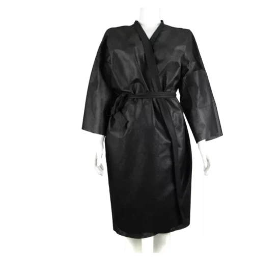 Kimono non tessuto Abito SPA monouso Abito da parrucchiere Abito bianco nero Accappatoio Kimono in PP Mantella monouso