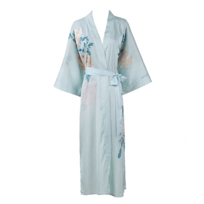 Hsp033 Accappatoio casual in seta di gelso allungato per la casa in tessuto kimono nuovo